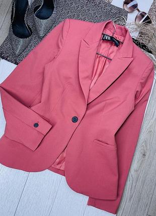 Рожевий піджак zara xs осінній піджак приталений класичний піджак зара