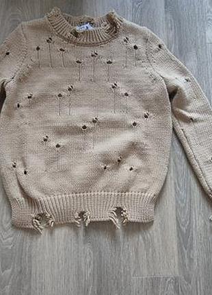 Светр жіночий zara бежевий рваний