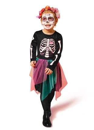 Костюм маскарадный скелет на хелловин светится в темноте lidl halloween 110-116, 4-6 лет