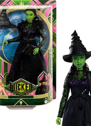 Лялька wicked ельфаба mattel jlg43 з фільму «чарівниця», рухлива, в чорній сукні та капелюсі
