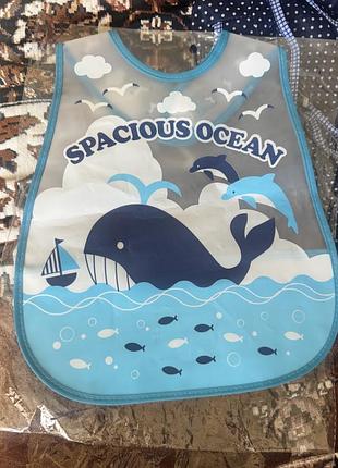 Слюнявчик дитячий spacious ocean з кишенею