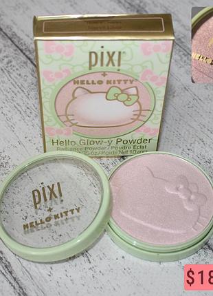 Pixi pixi + hello kitty hello glow-y powder  компактний хайлайтер із ніжним сяючим фінішем