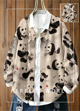 Шикарна кофта ,кофтинка ,кардіган з пандами ,ведмедиками ,панда 🐼 ( красивая кофта ,кардиган ,кофточка с пандами ,с мишками )