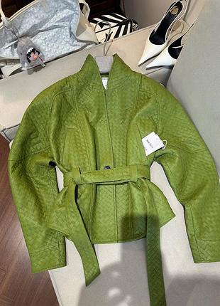 Жіноча плетена куртка косуха жакет з натуральної шкіри та замші