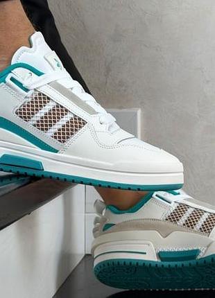 Кросівки чоловічі adidas forum ie7114 білі з мятою осінь чесна адідас фоам легкі