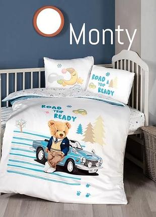 Дитяча натуральна сатинова постільна білизна frist choice 3d у ліжечко monty