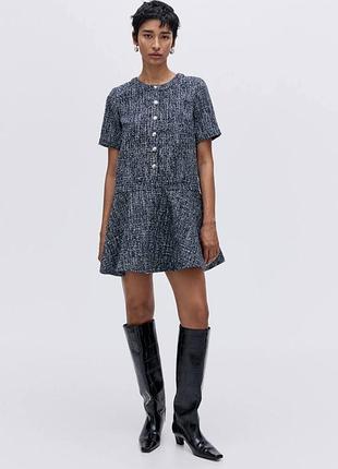 Розкішна жіноча сукня h&m твідова синя