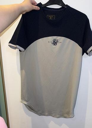Чоловіча футболка siksilk / стильна двоколірна футболка колор-блок р. l
