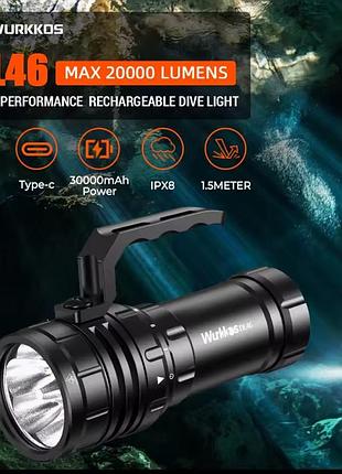 Мощный профессиональный подводный фонарь wurkkos dl46 (high-performance rechargeable dive light)