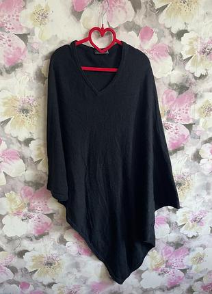 Чорний кашеміровий пончо paras exclusive cashmere
