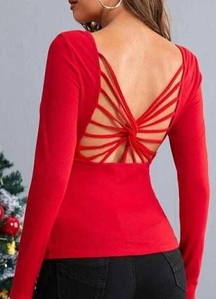 Shein.з английской.в наличии.хлопковый топ с длинным рукавом и переплетенными бретелями на спине.