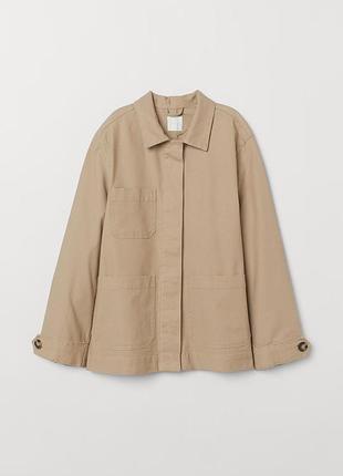 Хлопковая саржа твил куртка рубашка жакет с накладными карманами от h&amp;m оригинал