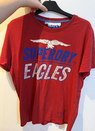 Яскрава червона чоловіча футболка superdry eagles р. l / оригінал бавовняна футболка з принтом