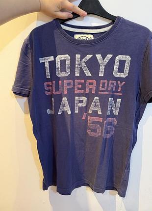 Вінтажна чоловіча футболка superdry tokyo japan '56 р. m / синя футболка з принтом