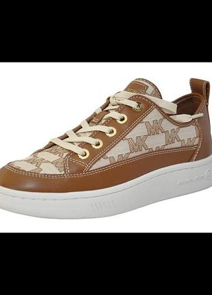 Жіночі кросівки michael kors shea lace-up sneaker (також відомі як shea logo jacquard sneaker) у забарвленні luggage / light cream. розмір: 35,5;шкіра