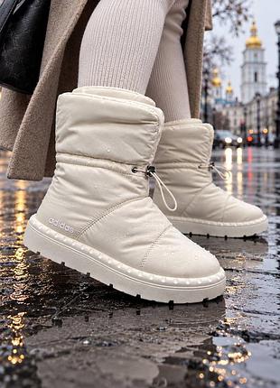Женские сапоги дутики зимние на меху adidas 36-41 теплая обувь для женщин; женстичные дутики сапоги /снегоходы акций
