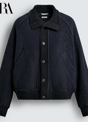 Куртка унісекс zara темно-синя з вовни