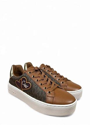 Коричневі оригінальні жіночі кросівки poppy lace up,michael kors