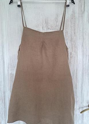 Katsurina лляна льняна сукня коротка коричнева  (34/xs-36/s)