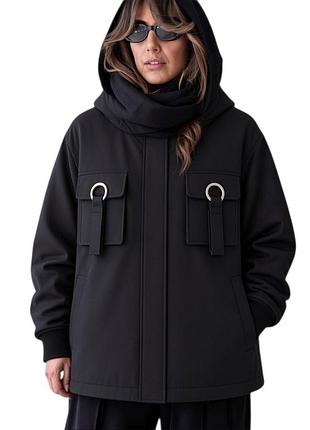 Куртка stradivarius oversized неопрен чорна на м розмір