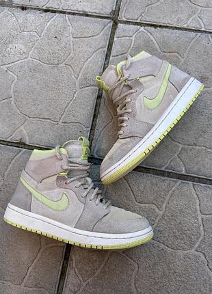 Высокие замшевые кроссовки хайтопы кросівки оригинал nike air jordan 1 high zoom comfort lemon twist 35р