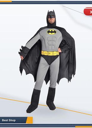 Карнавальный костюм бэтмена dark knight dc comics для взрослых, серый с мышцами, размер l (маска, плащ, пояс)