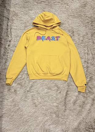Жолта кофта худі желтая худи champion mrbeast чемпион мр бист оригинал s