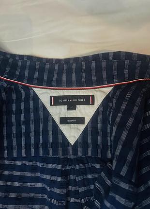 Чоловіча сорочка tommy hilfiger regular fit, темно-синя, у смужку, бавовна, розмір s
