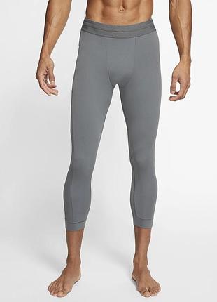 Мужские компрессионные тайтсы (леггинсы) nike infinalon dri-fit 3/4 серые ct1830-068