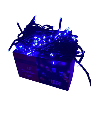 Гирлянда-led 9м 80 ламп синяя черный провод 220v