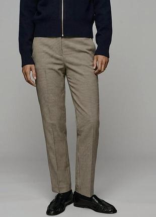 Стильні укорочені брюки zara basic у текстурний принт.