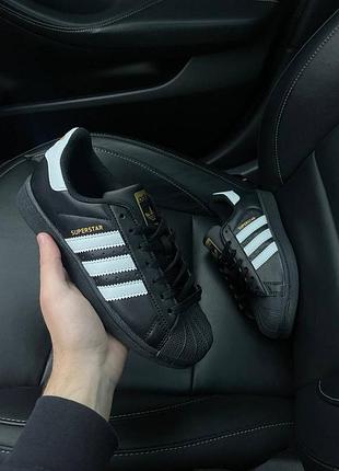 Кросівки adidas superstar black чорний логотип  арт 1005