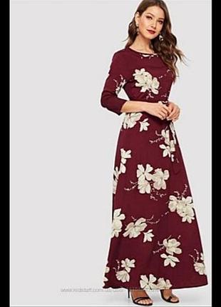 Элегантное бордовое платье-макси от shein
