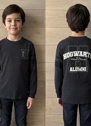 Чорний лонгслів harry potter hogwarts на 9-10 років (134-140 см), стильний бавовняний реглан кофта з принтом гаррі поттер для хлопчика/дівчинки