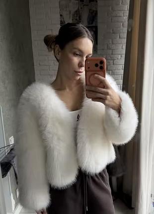 Шуба жіноча біла вкорочена зі штучного хутра s,m,l