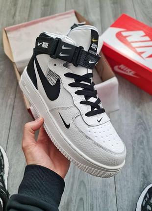 Чоловічі кросівки nike air force 1 utility white/black хутро зима