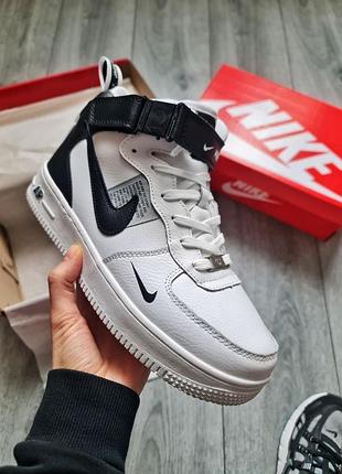 Чоловічі кросівки nike air force 1 utility white/black хутро зима