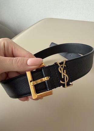 Ремінь жіночий ysl чорний шкіряний