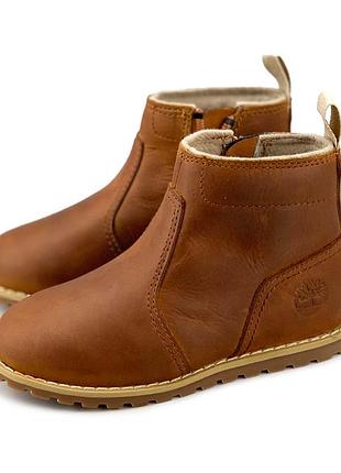 Демісезонні дитячі черевики timberland для хлопчика р 25 коричневі шкіряні ботінки челсі