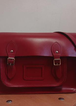 Шкіряна сумка сатчел портфель для ноутбука навчання the cambridge satchel company 15" оригінал бордова преппі олд мані