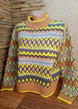 Светр жіночий zara knit фактурний з геометричним принтом
