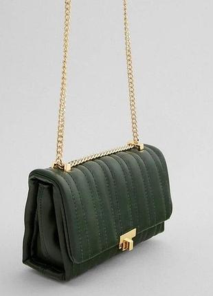 Сумка жіноча zara зелена стьобана