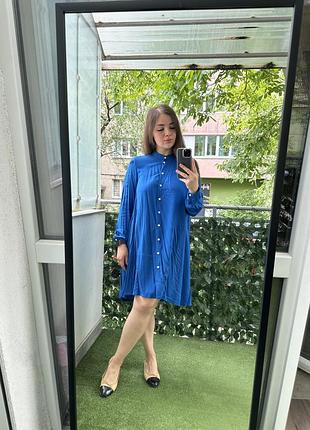 Сукня жіноча vovk яскраво-синя xl бавовна віскоза на ґудзиках