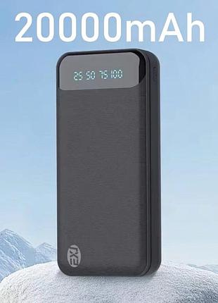 Новий повербанк exj 20000 mah чорний | power bank, портативна батарея, зовнішній акумулятор, зарядний пристрій