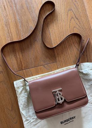Коричнева шкіряна burberry (модель tb bag. оригінал)