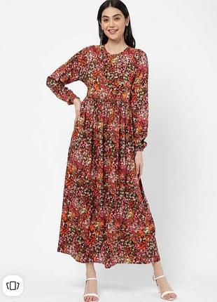 Плаття міді , сукня з яскравим квітковим принтом h&m
