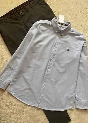 Us polo assn чоловіча блакитна сорочка, оксфордська сорочка