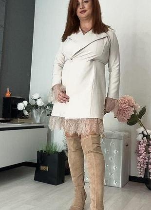 Сукня-піджак з мереживом чорний 50-52 — ‼️заміри в описі‼️ бежевый, xl-xxl, 50-52