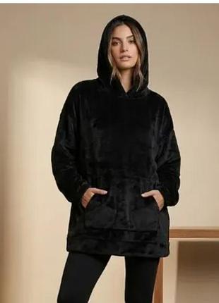 Черное плюшевое худи плед для дома 2