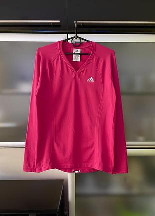 Adidas оригінал жіночий лонгслів для повсякдення, активного відпочинку, спорту, бігу, колір малиновий, насичений.